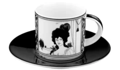 Casa Padrino Handgearbeitete Moccatasse aus Porzellan Audrey Beardsley Portrait 0,09 Ltr.