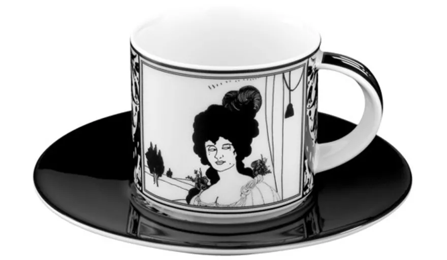Casa Padrino Handgearbeitete Moccatasse aus Porzellan Audrey Beardsley Portrait 0,09 Ltr.