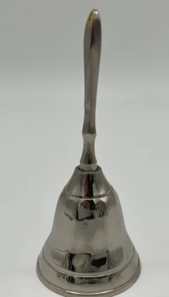 Casa Padrino Handglocke Messing vernickelt Ø 4.5 x H. 11 cm - Tischglocke - Service Glocke - Gastronomie Glocke - Hotel Glocke - Hotel & Gastronomie Deko Accessoires