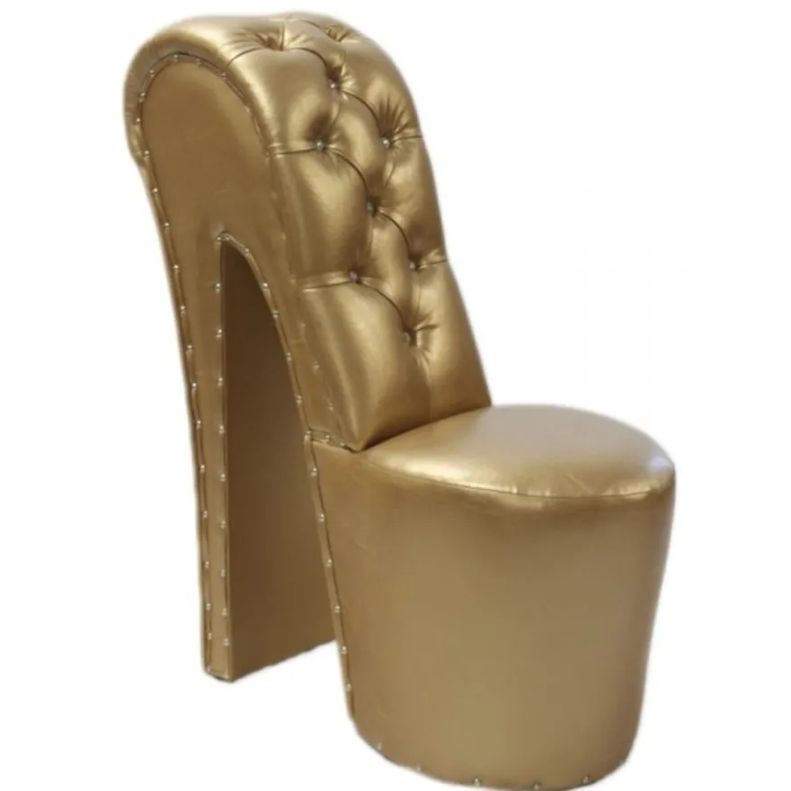 Casa Padrino High Heel Sessel moderner Designer Sessel mit Dekosteinen in Gold, 105 x 40 x 85 cm