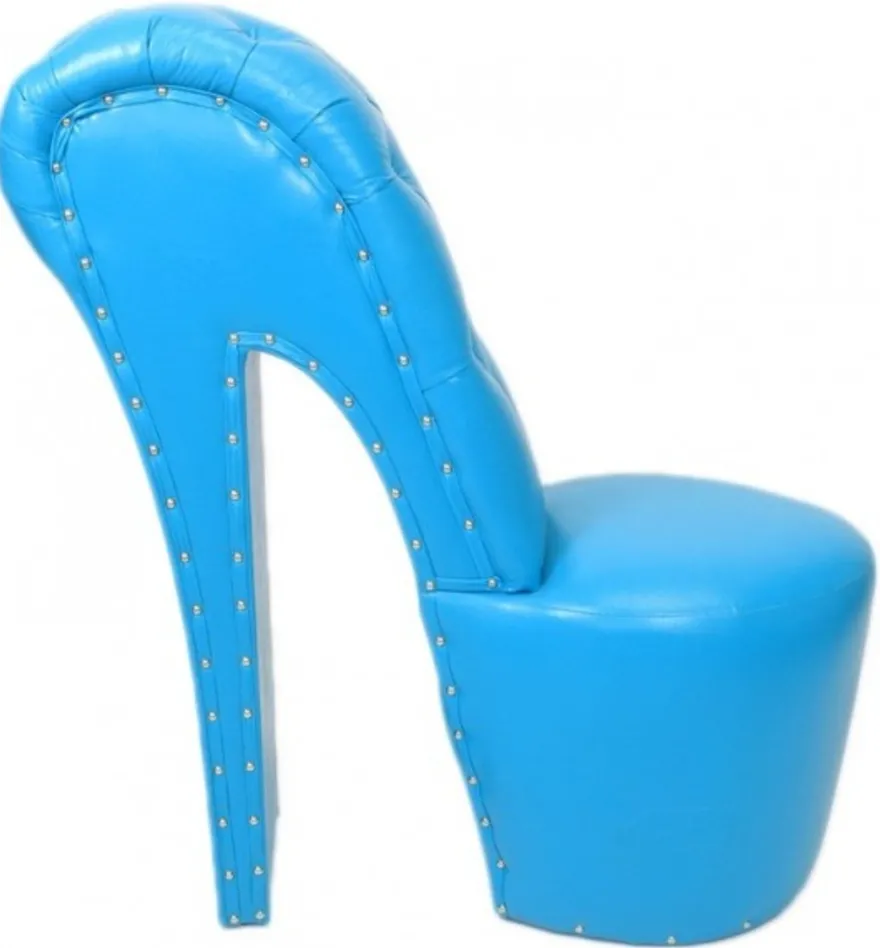 Casa Padrino High Heel Sessel mit Dekosteinen Hellblau, Designer Stuhl in Schuhform, H 105 cm