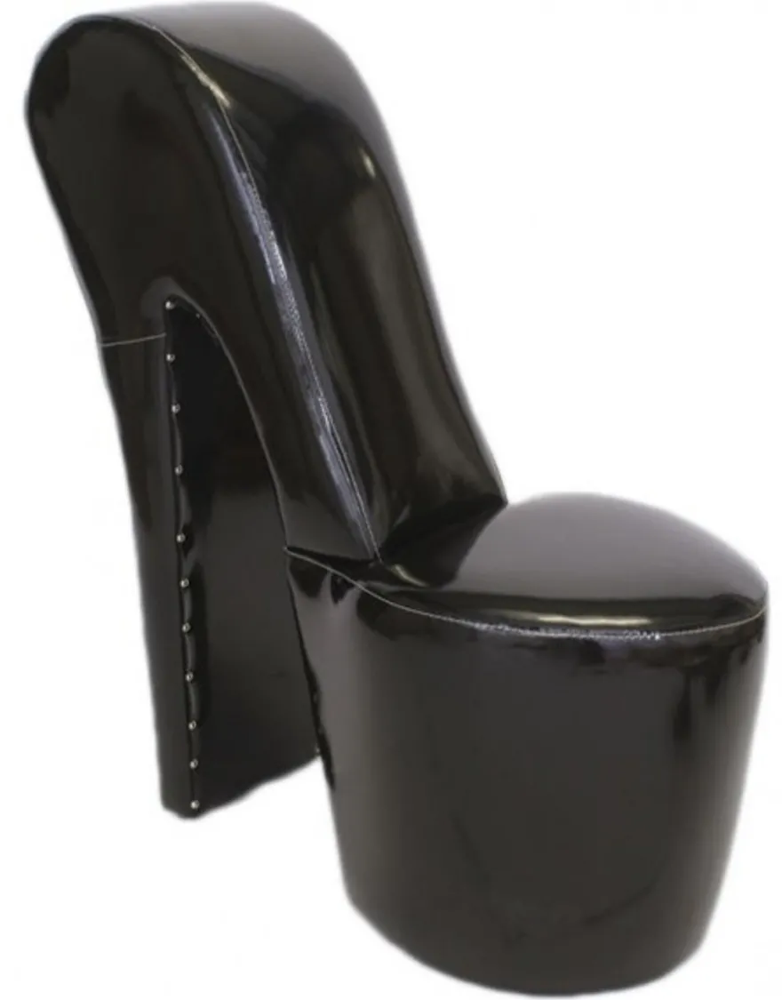 Casa Padrino High Heel Sessel Schwarz Lack Luxus Design - Designer Sessel - 105 x 40 x 85 cm
