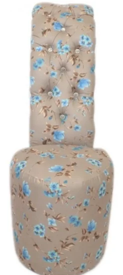 Casa Padrino High Heel Sessel Blumen Muster Creme / Blau - Designer Sessel - 105 x 40 x 85 cm