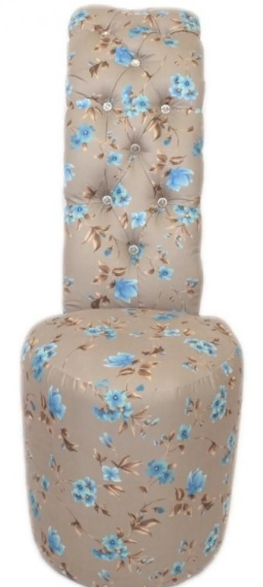Casa Padrino High Heel Sessel Blumen Muster Creme / Blau - Designer Sessel - 105 x 40 x 85 cm