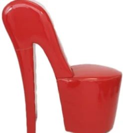 Casa Padrino High Heel Sessel Rot Lack Luxus Design – Designer Sessel Club Möbel Schuh Stuhl – 105 x 40 x 85 cm