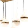 Casa Padrino Hängeleuchte Antik Messing / Weiß 130 x 50 x H. 190 cm - Luxus Hängelampe