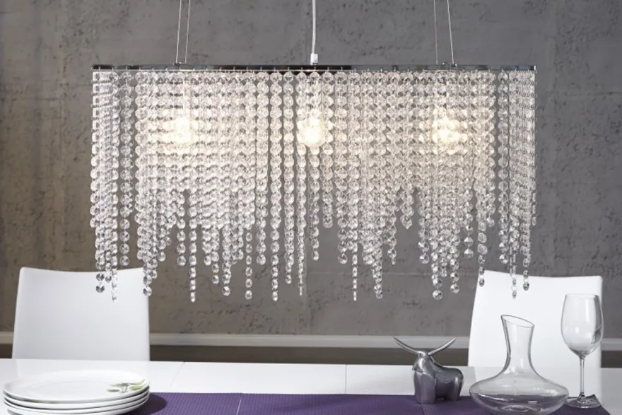 Casa Padrino Hängeleuchte Bling Bling - Luxuriöse Deckenlampe in Chrom mit klaren Strasssteinen, 80 x 45 x 30 cm