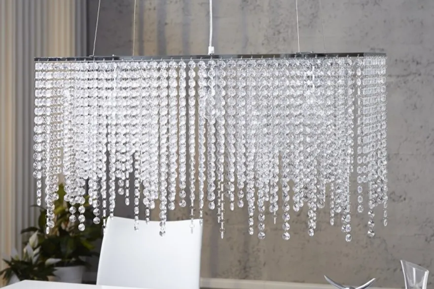 Casa Padrino Hängeleuchte Bling Bling - Luxuriöse Deckenlampe in Chrom mit klaren Strasssteinen, 80 x 45 x 30 cm