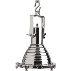 Casa Padrino Hängeleuchte Deckenleuchte Nickel Finish Industrial Design - Industrie Lampe Leuchte Industrieleuchte, Durchmesser 35 cm, Höhe 48 cm