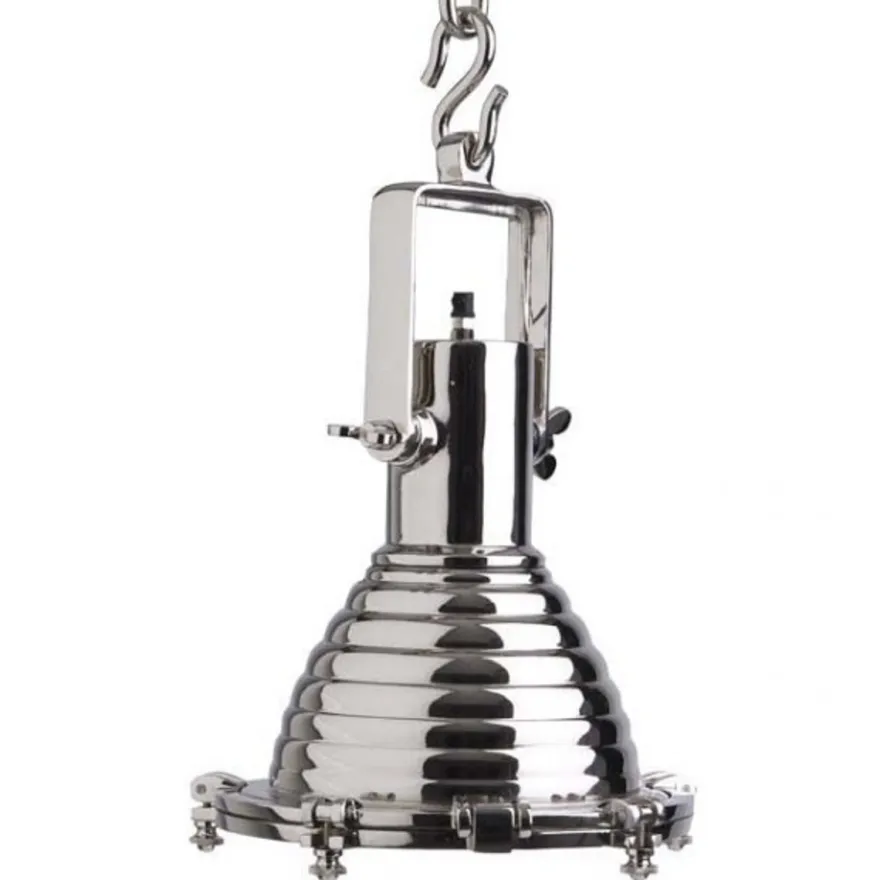 Casa Padrino Hängeleuchte Deckenleuchte Nickel Finish Industrial Design - Industrie Lampe Leuchte Industrieleuchte, Durchmesser 35 cm, Höhe 48 cm