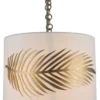 Casa Padrino Hängeleuchte Farnblatt Design Gold / Weiß Ø 24,5 x H. 19,5 cm - Luxus Hotel Beleuchtung
