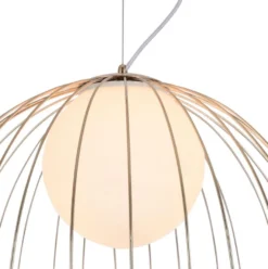 Casa Padrino Hängeleuchte Gold / Weiß Ø 50 x H. 41 cm - Leuchte aus geschwungenen Metallstäbchen
