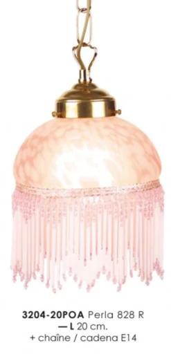 Casa Padrino Hängeleuchte im Landhausstil mit Glasfransen, Gold und Rosa, Durchmesser 20 cm