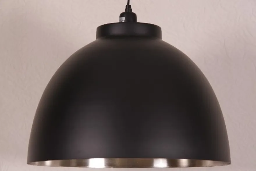 Casa Padrino Hängeleuchte Industrie Design Schwarz / Innen vernickelt, 45 cm Durchmesser