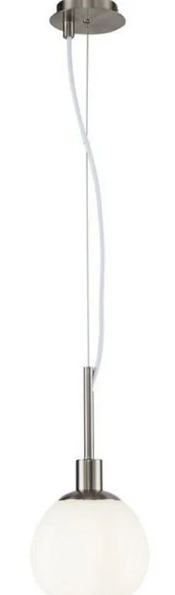 Casa Padrino Hängeleuchte Silber / Weiß Ø 15 x H. 30,5 cm - Moderne Pendelleuchte