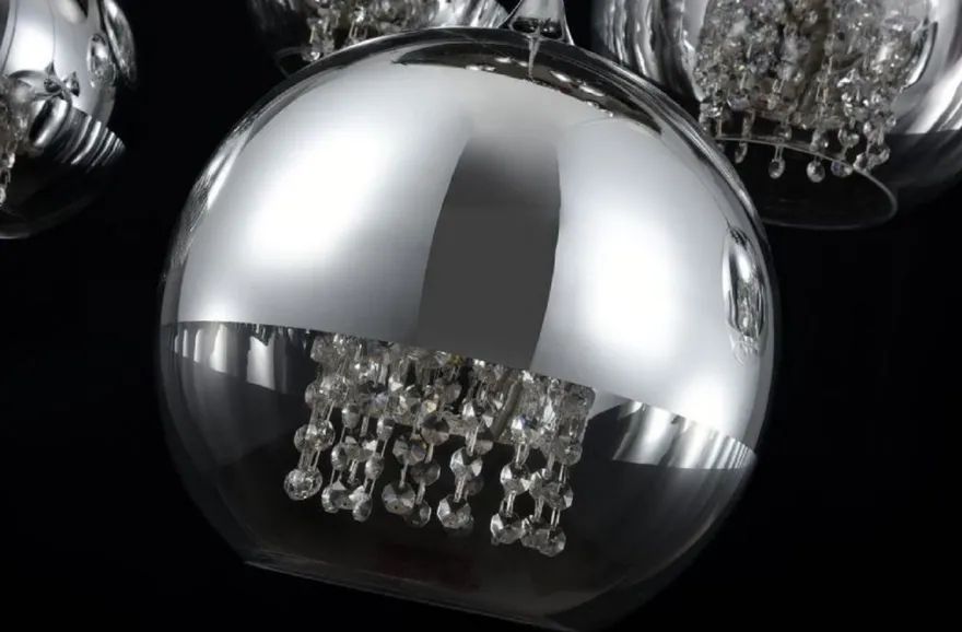 Casa Padrino Hängeleuchte Silber Ø 91 x H. 95 cm - Hängelampe mit runden Lampenschirmen und feinsten Kristall Behängen