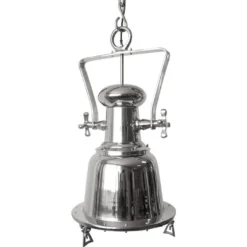 Casa Padrino Hängeleuchte Silber Ø 38 x H. 69 cm - Verchromte Studioleuchte im Industrial Stil