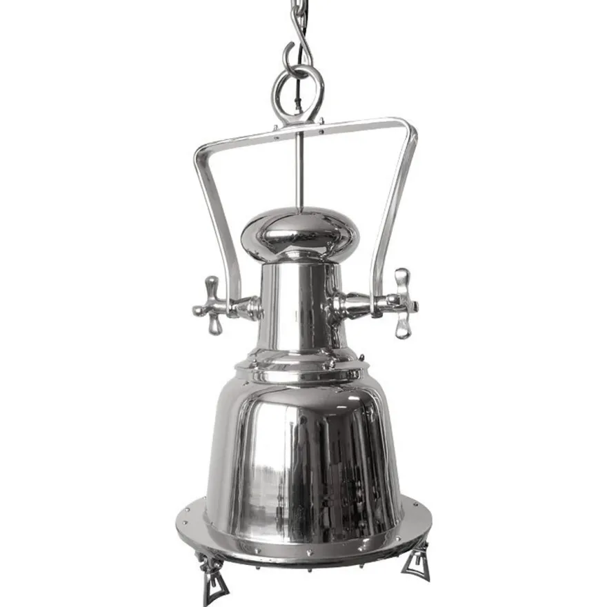 Casa Padrino Hängeleuchte Silber Ø 38 x H. 69 cm - Verchromte Studioleuchte im Industrial Stil