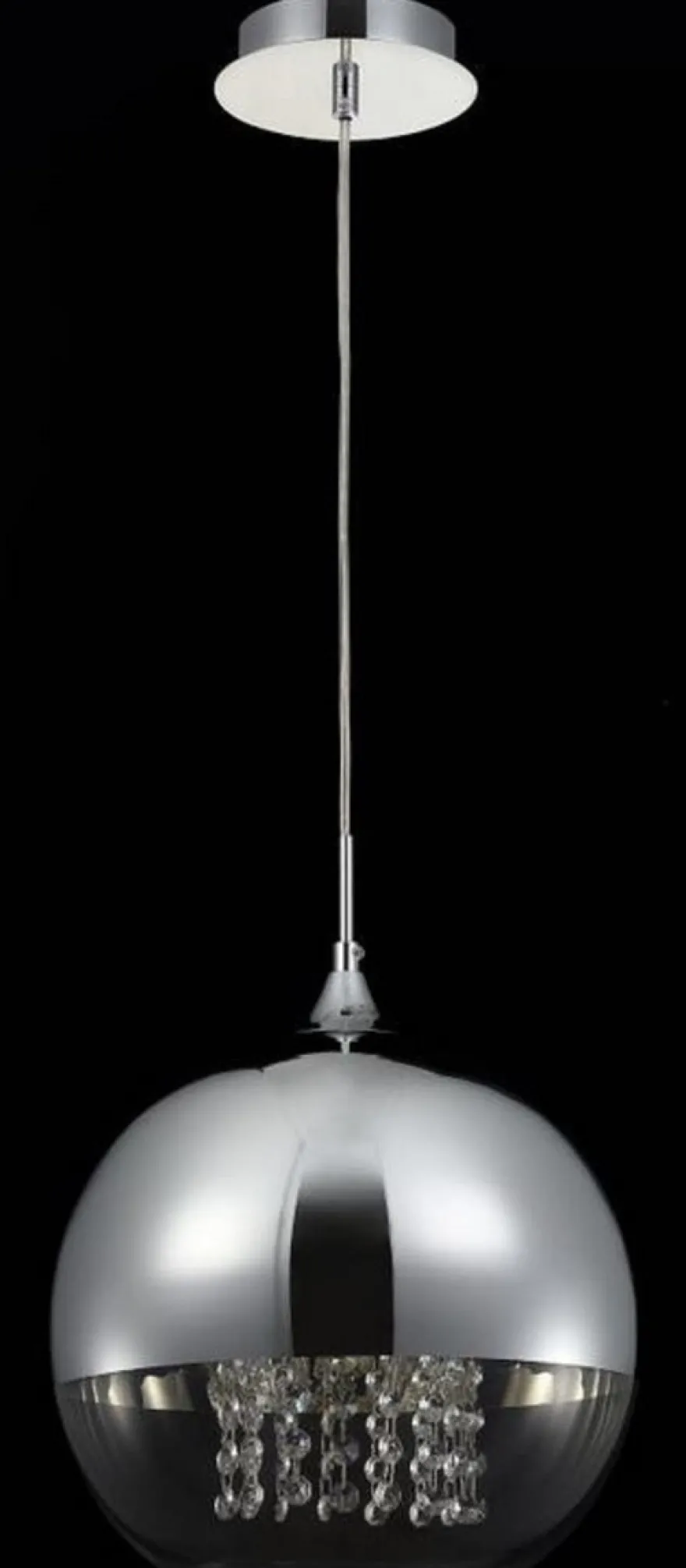 Casa Padrino Hängeleuchte Silber Ø 30 x H. 28 cm - Hängelampe mit rundem Lampenschirm und feinsten Kristall Behängen