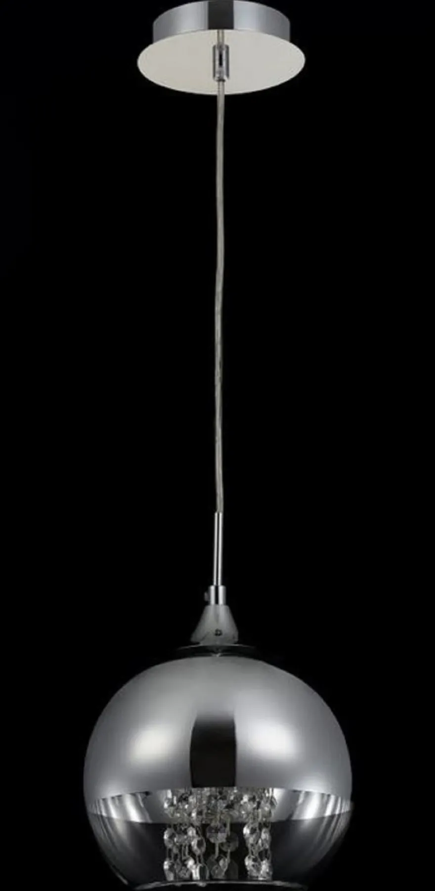Casa Padrino Hängeleuchte Silber Ø 20 x H. 17,5 cm - Hängelampe mit rundem Lampenschirm und feinsten Kristall Behängen