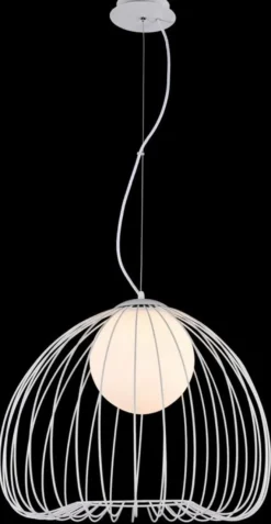 Casa Padrino Hängeleuchte Weiß Ø 50 x H. 41 cm - Leuchte aus geschwungenen Metallstäbchen
