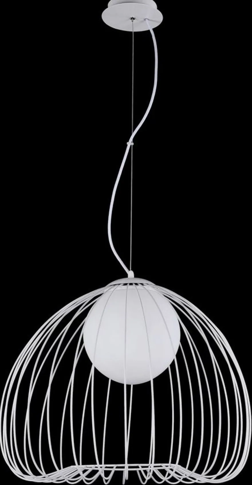 Casa Padrino Hängeleuchte Weiß Ø 50 x H. 41 cm - Leuchte aus geschwungenen Metallstäbchen