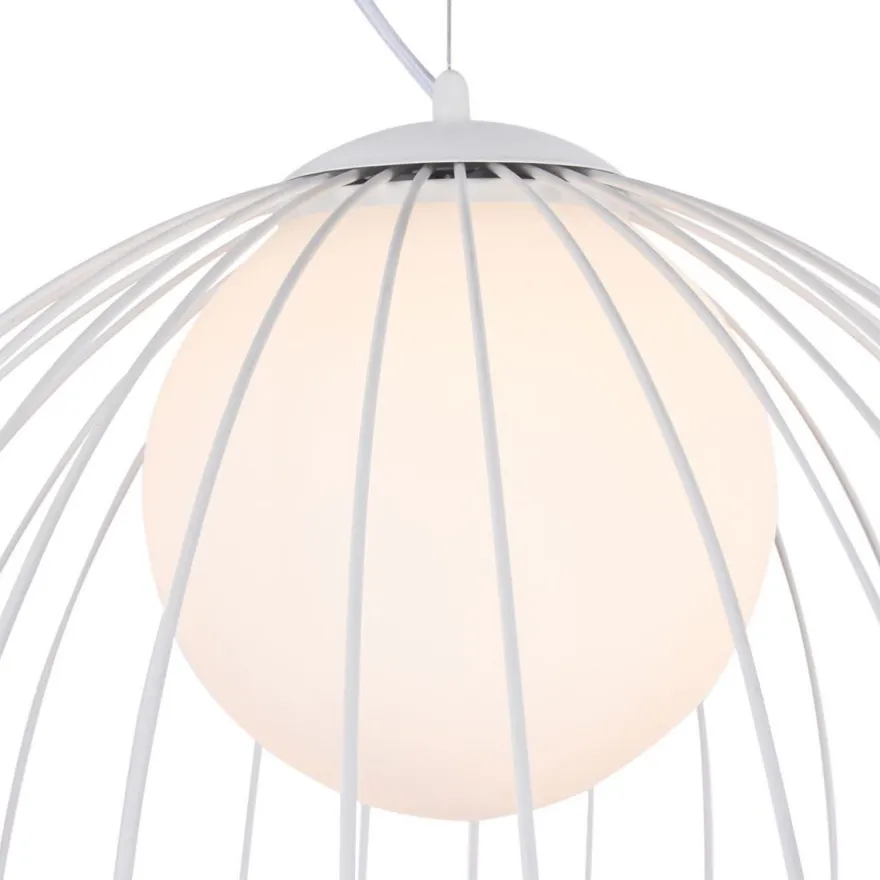 Casa Padrino Hängeleuchte Weiß Ø 50 x H. 41 cm - Leuchte aus geschwungenen Metallstäbchen