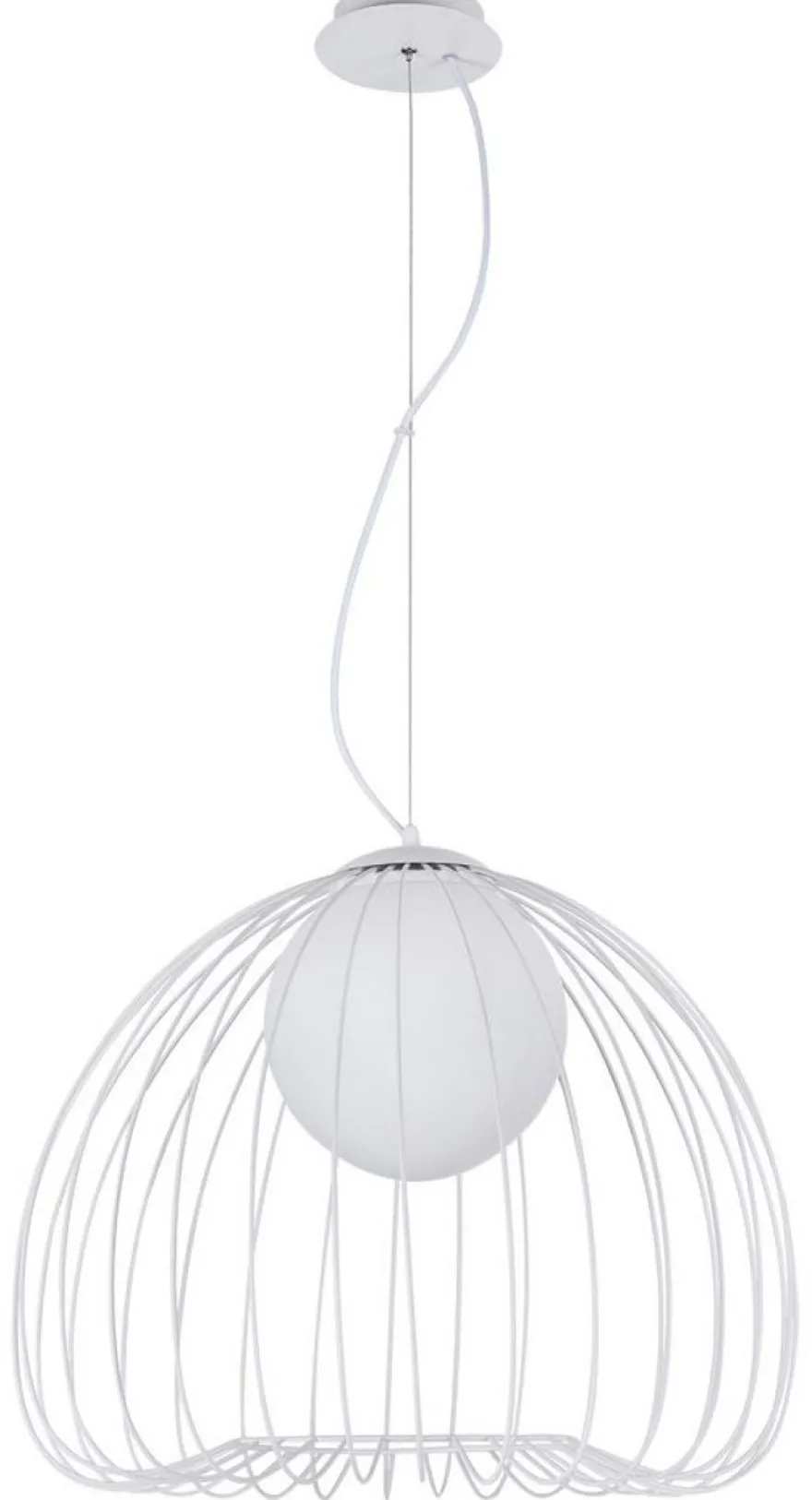 Casa Padrino Hängeleuchte Weiß Ø 50 x H. 41 cm - Leuchte aus geschwungenen Metallstäbchen