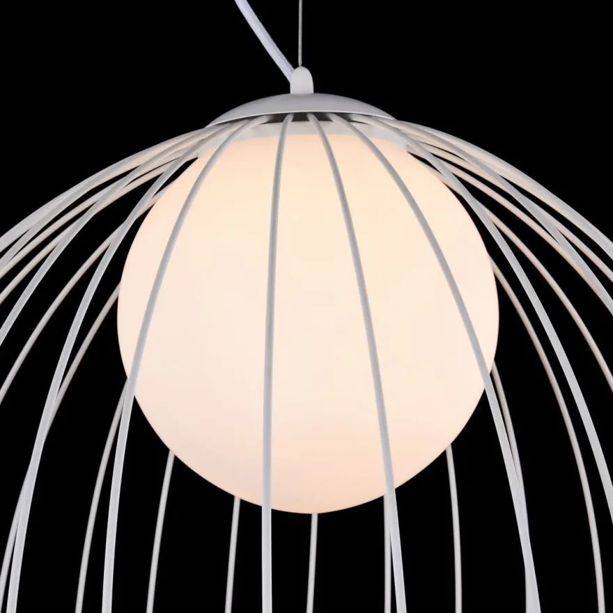 Casa Padrino Hängeleuchte Weiß Ø 50 x H. 41 cm - Leuchte aus geschwungenen Metallstäbchen