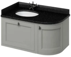 Casa Padrino Hänge-Waschschrank / Waschtisch mit Granitplatte Schublade und Tür 98 x 55 x H. 59 cm