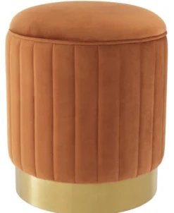 Casa Padrino Hocker Orange / Messing Ø 40 x H. 45 cm - Luxus Sitzhocker