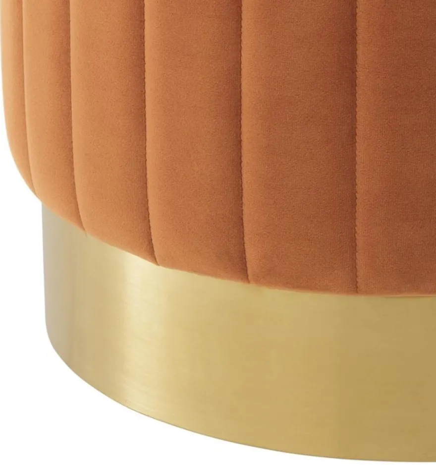 Casa Padrino Hocker Orange / Messing Ø 40 x H. 45 cm - Luxus Sitzhocker