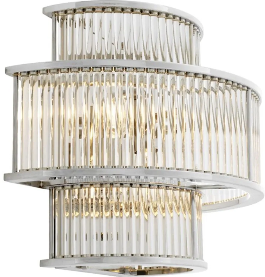 Casa Padrino Hotel Restaurant Wandlampe Silber 35 x 19 x H. 28 cm - Wohnzimmer Wandleuchte