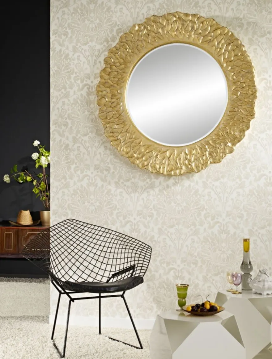 Casa Padrino Hotel / Restaurant Spiegel Gold Rund Ø 110 cm - Luxus Qualität Runder Spiele