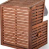 Casa Padrino Hunde Strandkorb mit Wassernapf Braun / Grau / Weiß 75 x 65 x H. 87 cm - Hunde Möbel - Tier Möbel - Garten Möbel - Outdoor Möbel