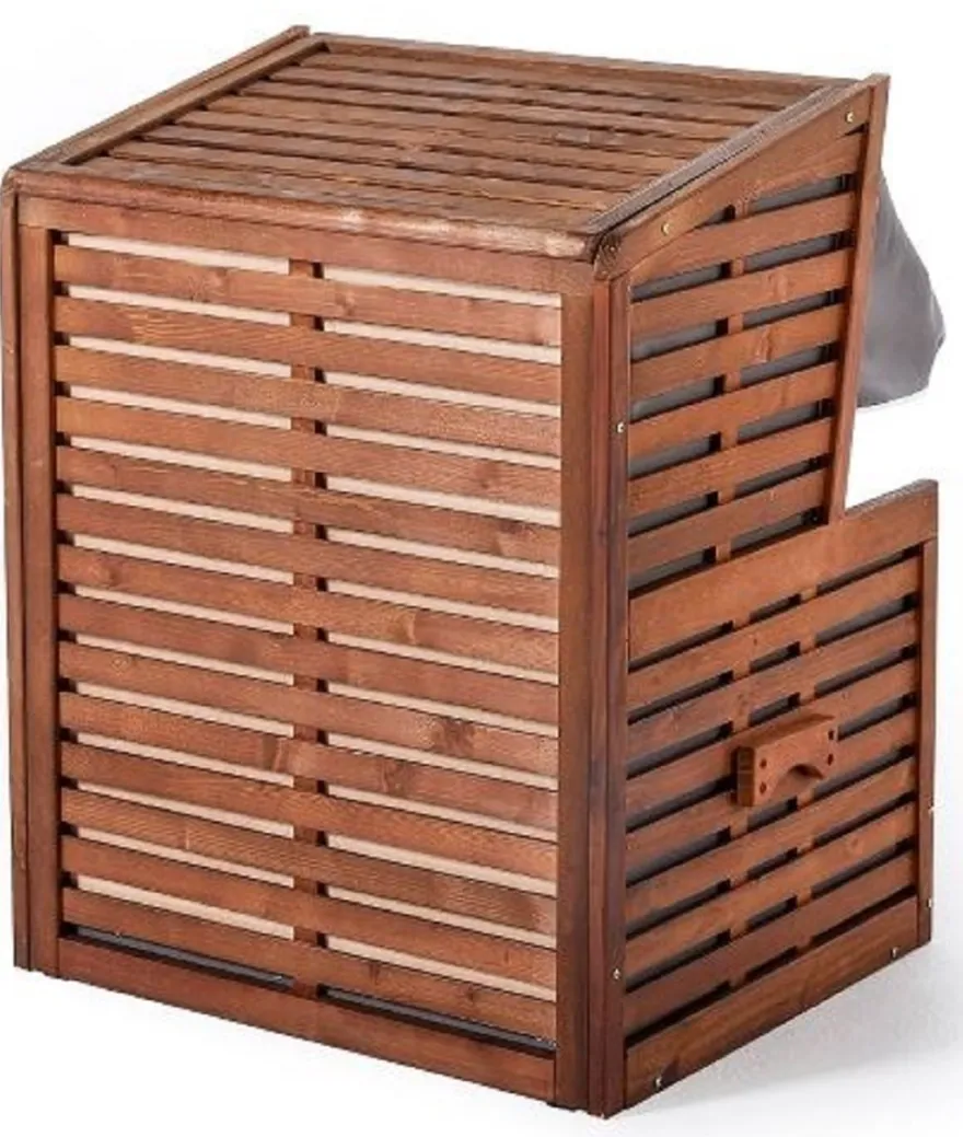 Casa Padrino Hunde Strandkorb mit Wassernapf Braun / Grau / Weiß 75 x 65 x H. 87 cm - Hunde Möbel - Tier Möbel - Garten Möbel - Outdoor Möbel