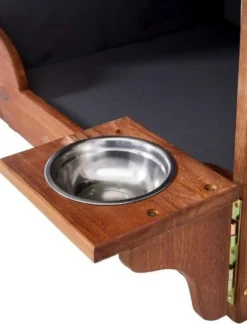 Casa Padrino Hunde Strandkorb mit Wassernapf Braun / Grau / Weiß 75 x 65 x H. 87 cm - Hunde Möbel - Tier Möbel - Garten Möbel - Outdoor Möbel