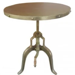 Casa Padrino Industrial Beistelltisch mit Kurbel Gold 75 x H. 72-98 cm - Designer Hotel Möbel - Industrial Design Tisch