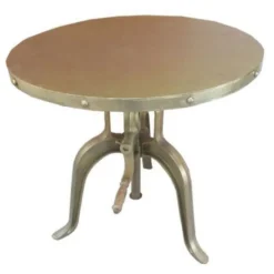Casa Padrino Industrial Beistelltisch mit Kurbel Gold 75 x H. 72-98 cm - Designer Hotel Möbel - Industrial Design Tisch