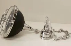 Casa Padrino Industrial Hängeleuchte Silber Vernickelt / Schwarz, Durchmesser 49 cm - Luxus Lampe im Industrie Design