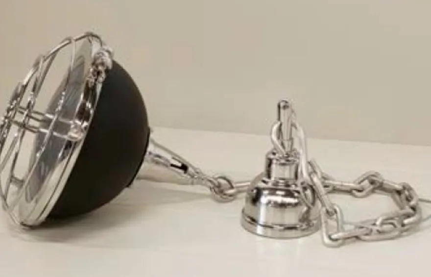 Casa Padrino Industrial Hängeleuchte Silber Vernickelt / Schwarz, Durchmesser 49 cm - Luxus Lampe im Industrie Design