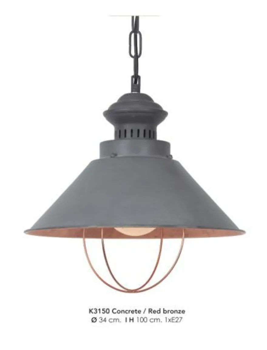 Casa Padrino Industrial Hängeleuchte in Betonfarben und Bronzefarben, 34 cm Durchmesser, Industrieleuchte aus Aluminium