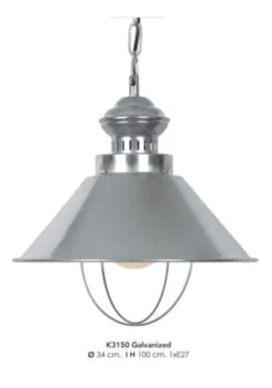 Casa Padrino Industrie Hängeleuchte im Industrial Design, Aluminium verzinkt, Farbe Galvanized, Durchmesser 34 cm