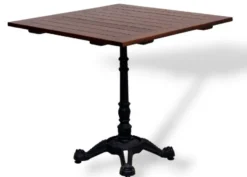 Casa Padrino Industrie Stil Garten Esstisch Dunkelbraun / Schwarz 60 x 60 H. 76 cm - Quadratisch Gartentisch mit Massivholz Latten Tischplatte - Industrie Stil Gastronomie & Garten Möbel