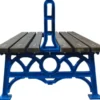 Casa Padrino Industrie Stil Gartenbank Doppelseitig Braun / Blau 180 cm