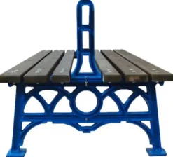 Casa Padrino Industrie Stil Gartenbank Doppelseitig Braun / Blau 180 cm