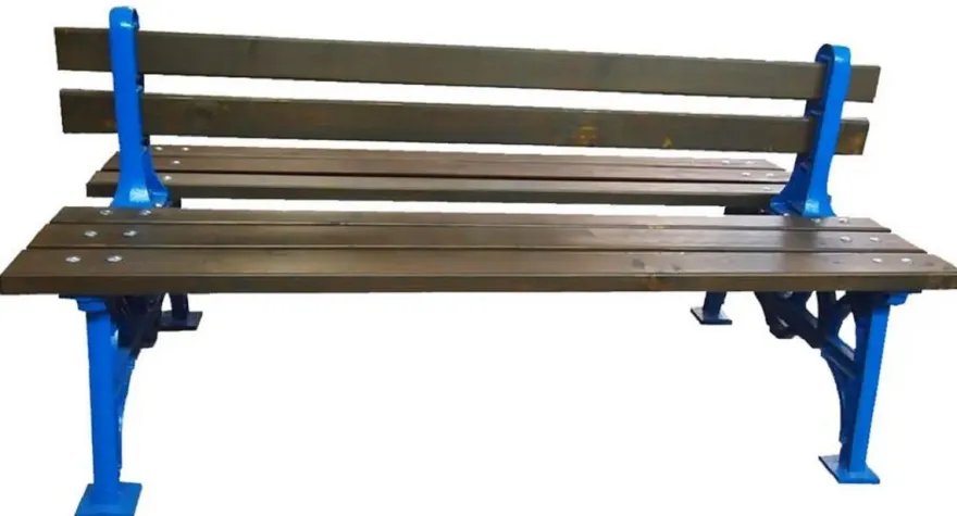 Casa Padrino Industrie Stil Gartenbank Doppelseitig Braun / Blau 180 cm