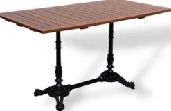 Casa Padrino Industrie Stil Garten Esstisch Dunkelbraun / Schwarz 120 x 80 x H. 76 cm - Rechteckiger Gartentisch mit Massivholz Latten Tischplatte - Industrie Stil Gastronomie & Garten Möbel