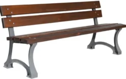 Casa Padrino Industrie Stil Gartenbank Dunkelbraun / Grau 180 cm