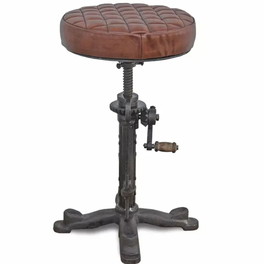 Casa Padrino Industrie Stil Hocker Schwarz / Braun H. 50 cm - Industrie Stil Möbel